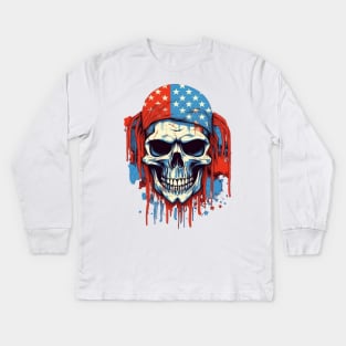 Proud to be an American and rockin' my Skull Flag with bold colors US Kids Long Sleeve T-Shirt